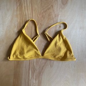 Yellow ribbed triangle top bikini